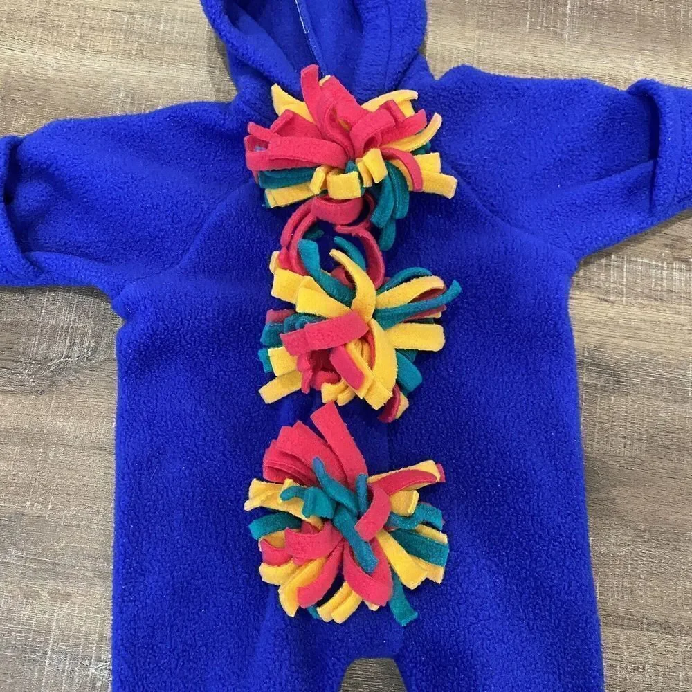 Vintage Baby‎ Mac Moore Fleece Hooded Bunting Tassel Color Block Size 3 Mo USA
